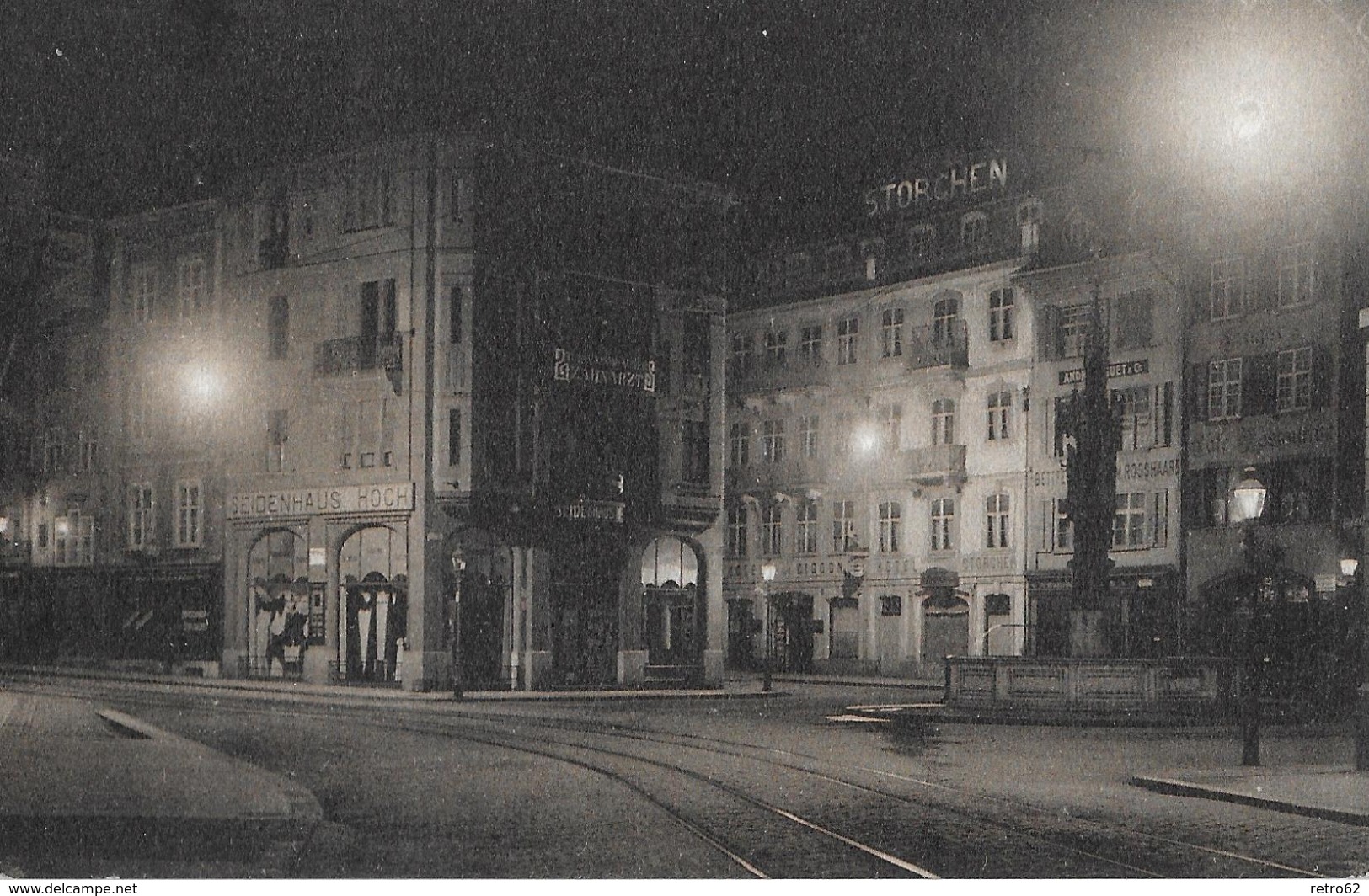 BASEL BEI NACHT → Fischmarkt Mit Hotel Storchen, Ca.1910 - Basilea
