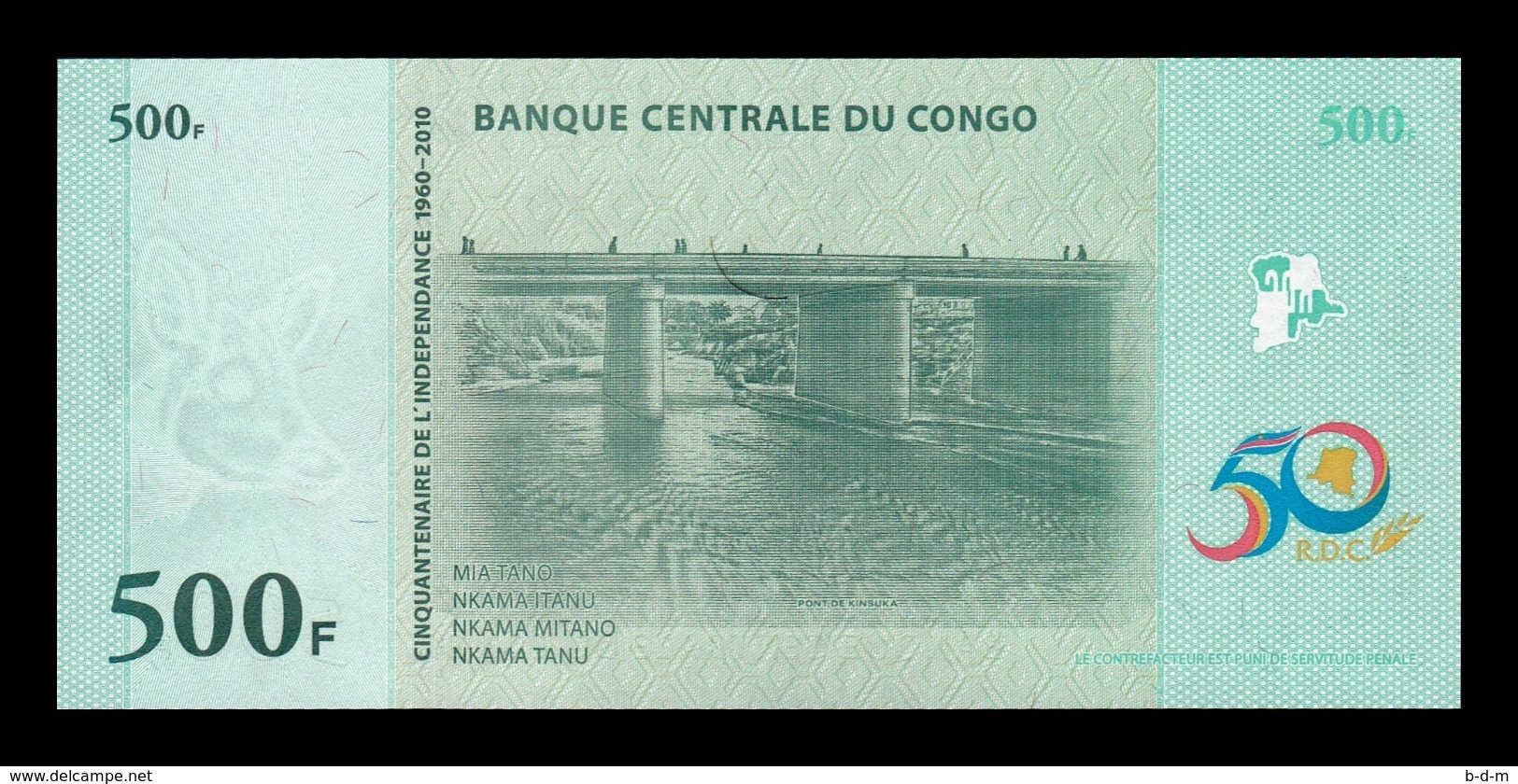 Congo 500 Francs 2010 Commemorative Pick 100 SC UNC - República Democrática Del Congo & Zaire