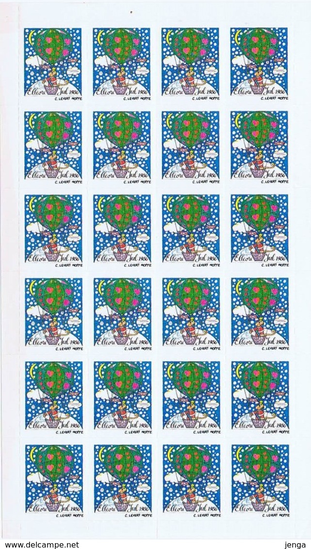 Denmark; Local Christmas Seals - Elleore, 1986, Full Sheet;  MNH **, Not Folded, - Fogli Completi