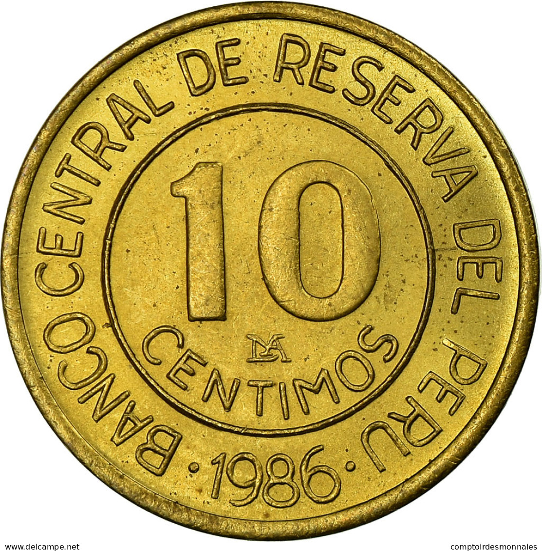 Monnaie, Pérou, 10 Centimos, 1986, Lima, SUP, Laiton, KM:293 - Pérou