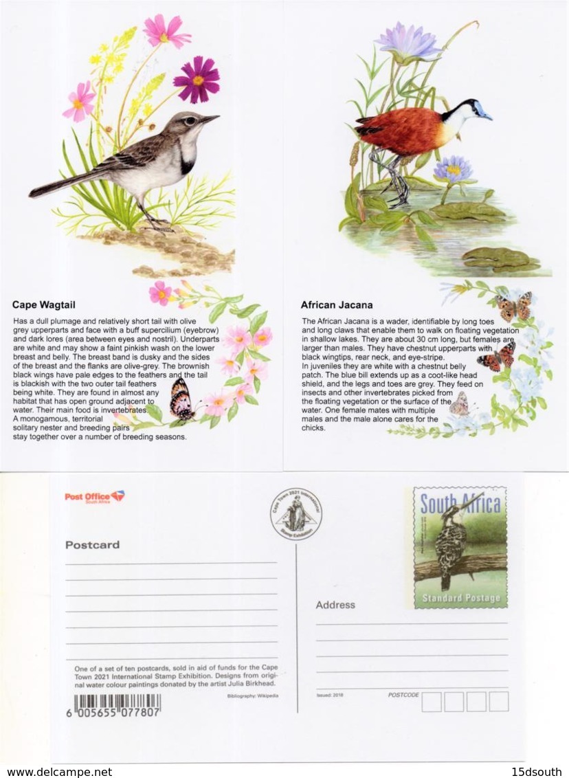 South Africa - 2018 Kingfishers Cape Town 2021 Philatelic Exhibition Postcard Set - Other & Unclassified
