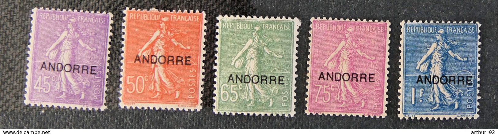 ANDORRE FRANCAIS - 1931 - YT 14 à 18 * - Semeuse Fond Ligné - Unused Stamps