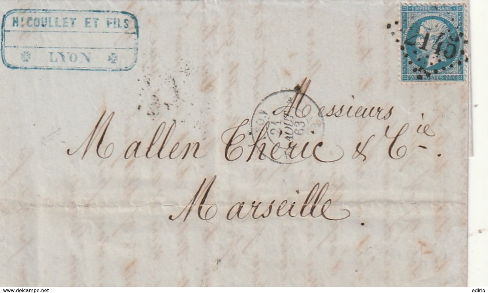 *** Lettre France Départ Lyon N)22 - 1849-1876: Classic Period