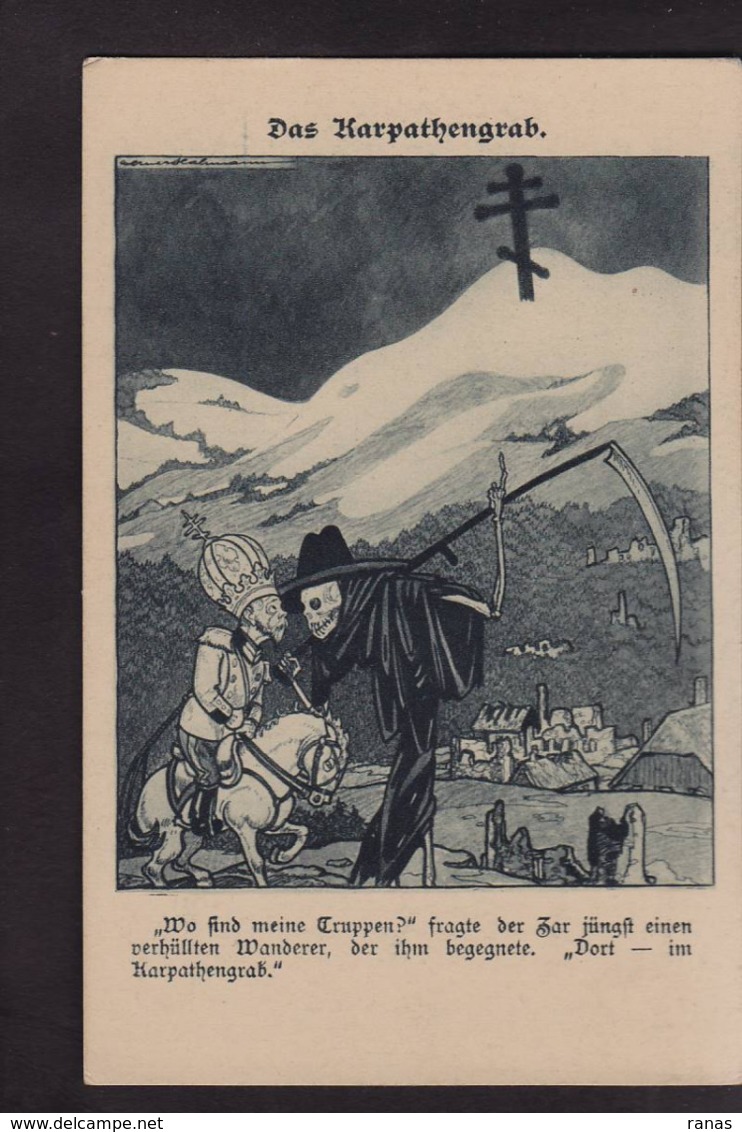 CPA Allemagne Germany Patriotique Caricature Satirique Kaiser Non Circulé Russie Tsar Nicolas II Mort Squelette - Guerre 1914-18