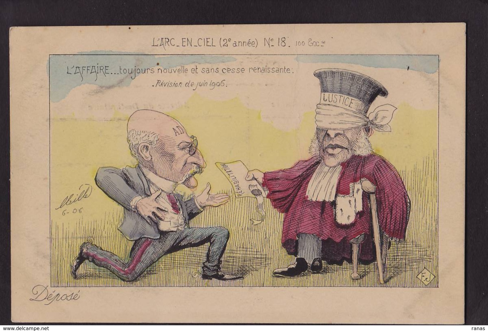 CPA Mille Satirique Caricature Non Circulé Dreyfus Justice Judaïca Judaïsme Tirage Limité - Mille