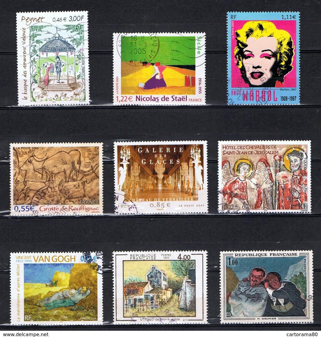 France / Série Artistique / Lot De 20 Timbres Oblitérés Différents ( II ) - Collections