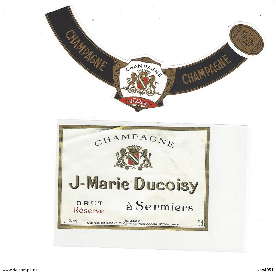 ETIQUETTE CHAMPAGNE JEAN MARIE DUCOISY  A SERMIERS  ****  A   SAISIR ***** - Champagne