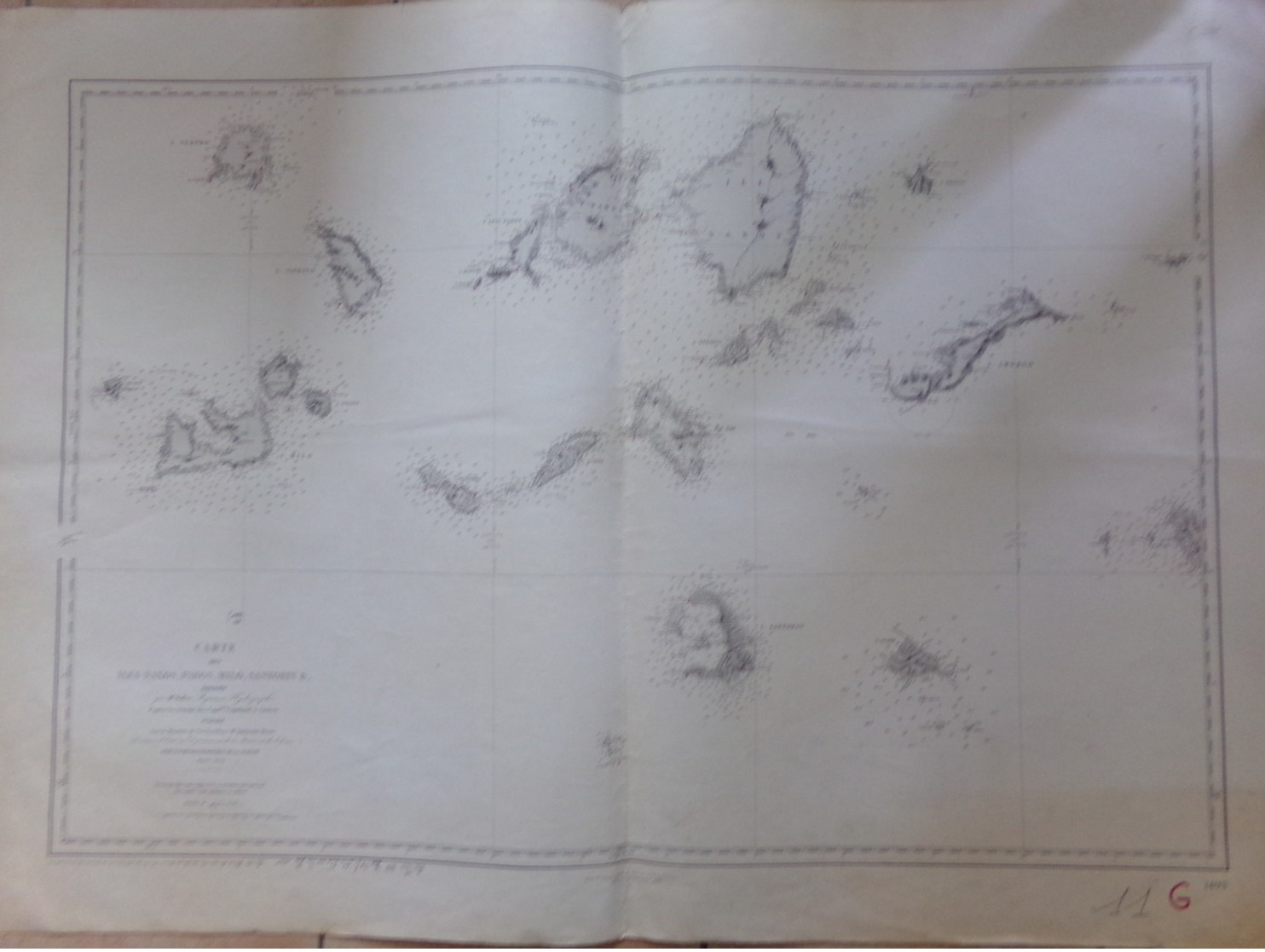 Carte Marine Cartonnée Des Iles Naxos Paros Milo Santorin Copeland Graves 1855 Editon De 1935 Rare 100 Par 80 Cm - Altri & Non Classificati