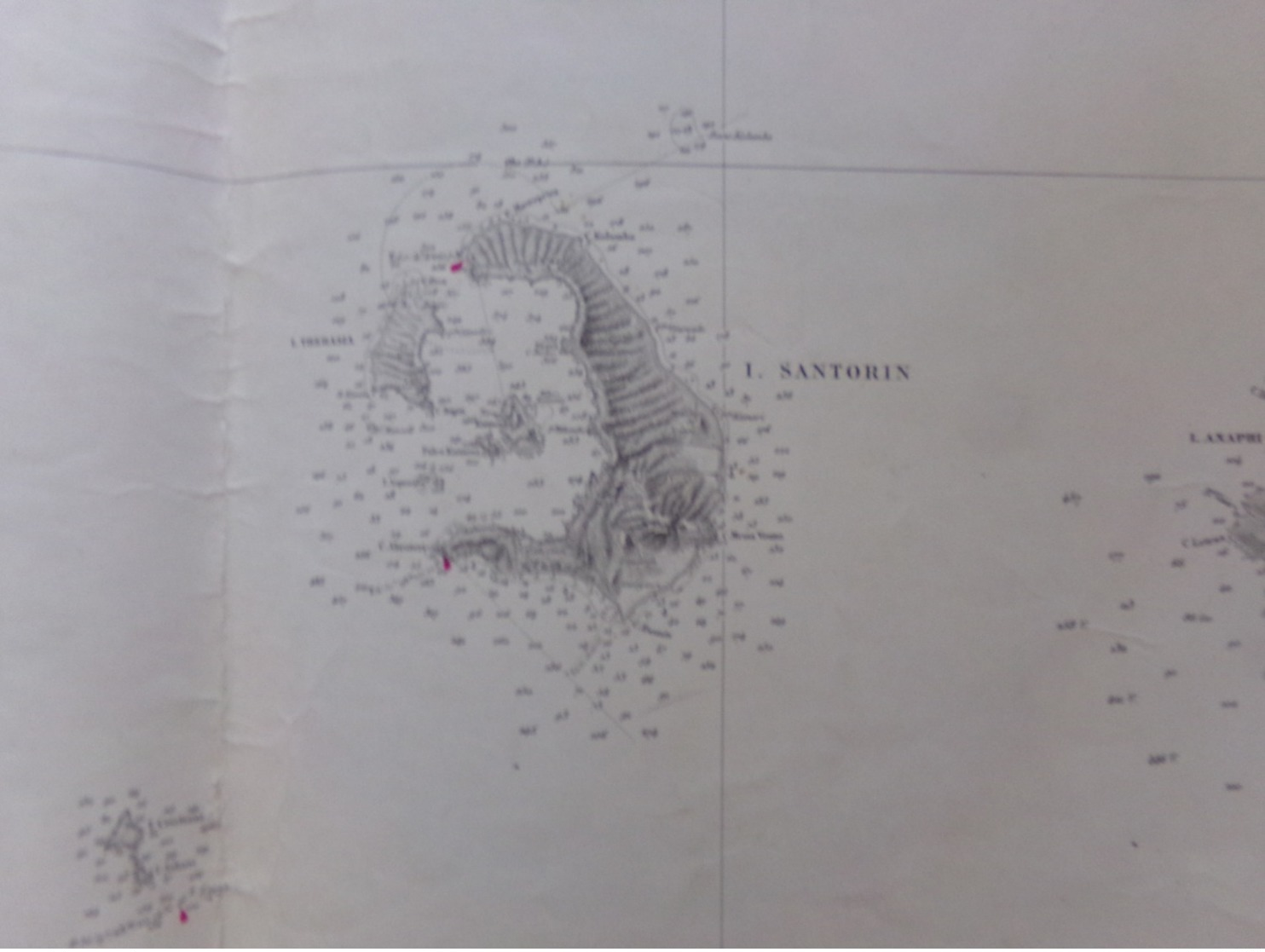 Carte Marine Cartonnée Des Iles Naxos Paros Milo Santorin Copeland Graves 1855 Editon De 1935 Rare 100 Par 80 Cm - Altri & Non Classificati