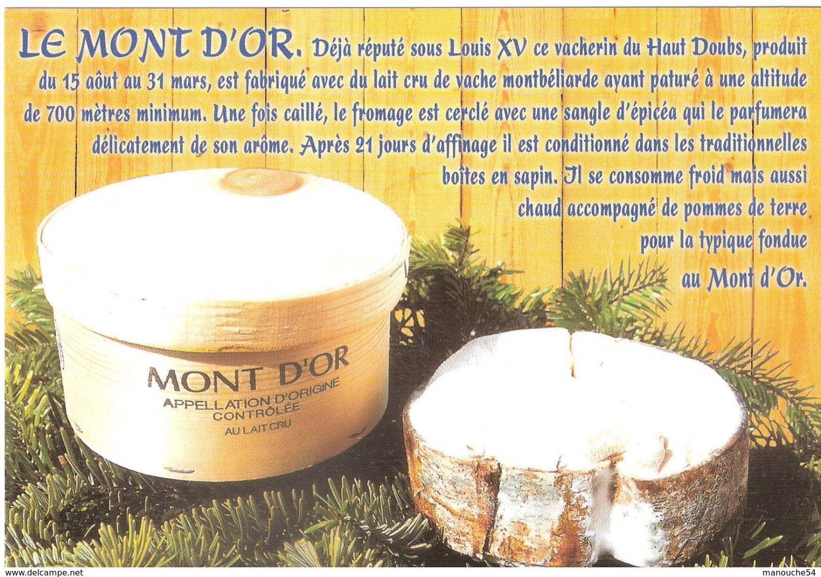 CPSM DU FROMAGE  LE MONT D'OR APPELLATION D'ORIGINE CONTROLEE AU LAIT CRU - Craft