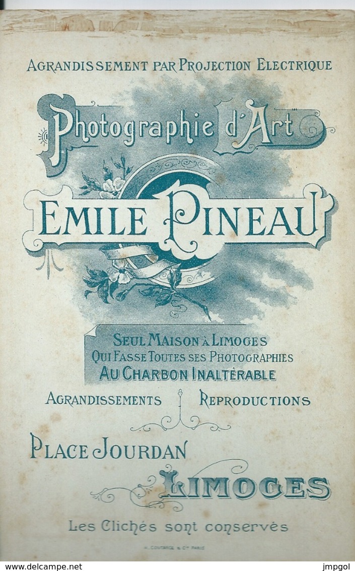 Grande Photo Enfant Devant Petit Pont De Bois Photographe  Emile PINEAU Place Jourdan Limoges - Anonieme Personen