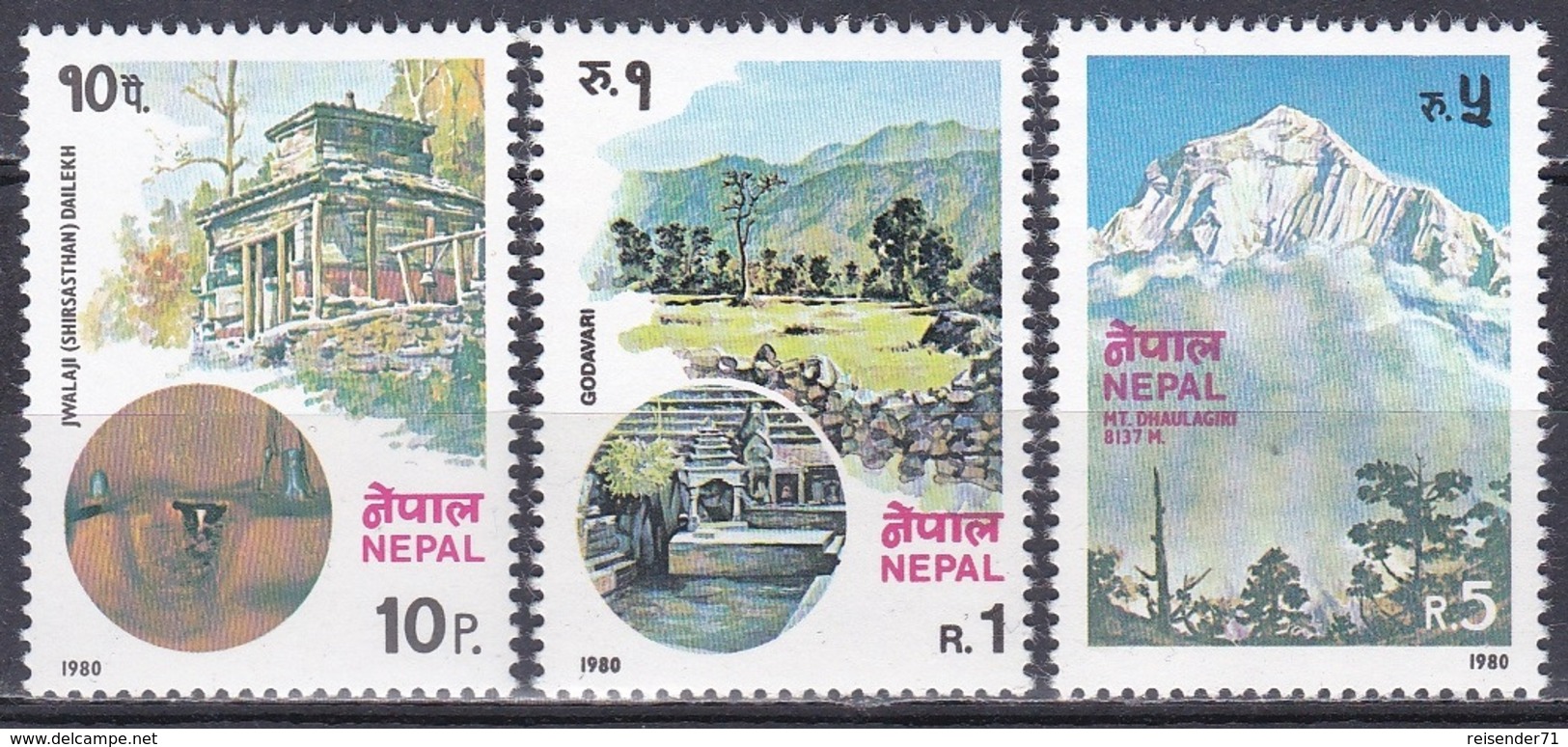 Nepal 1980 Wirtschaft Economy Tourismus Tourism Quellen Springs Godavari Berge Mountains Dhaulagiri, Mi. 401-3 ** - Nepal