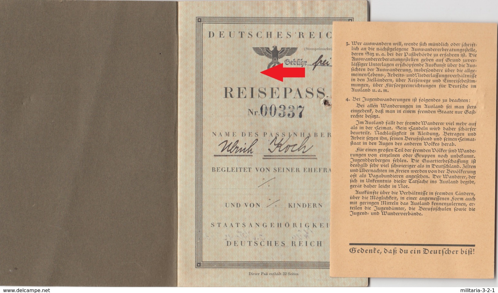 38, Reisepaß Deutsches Reich Für Einen Mann Aus Wien Von 1938 ! - Documenti