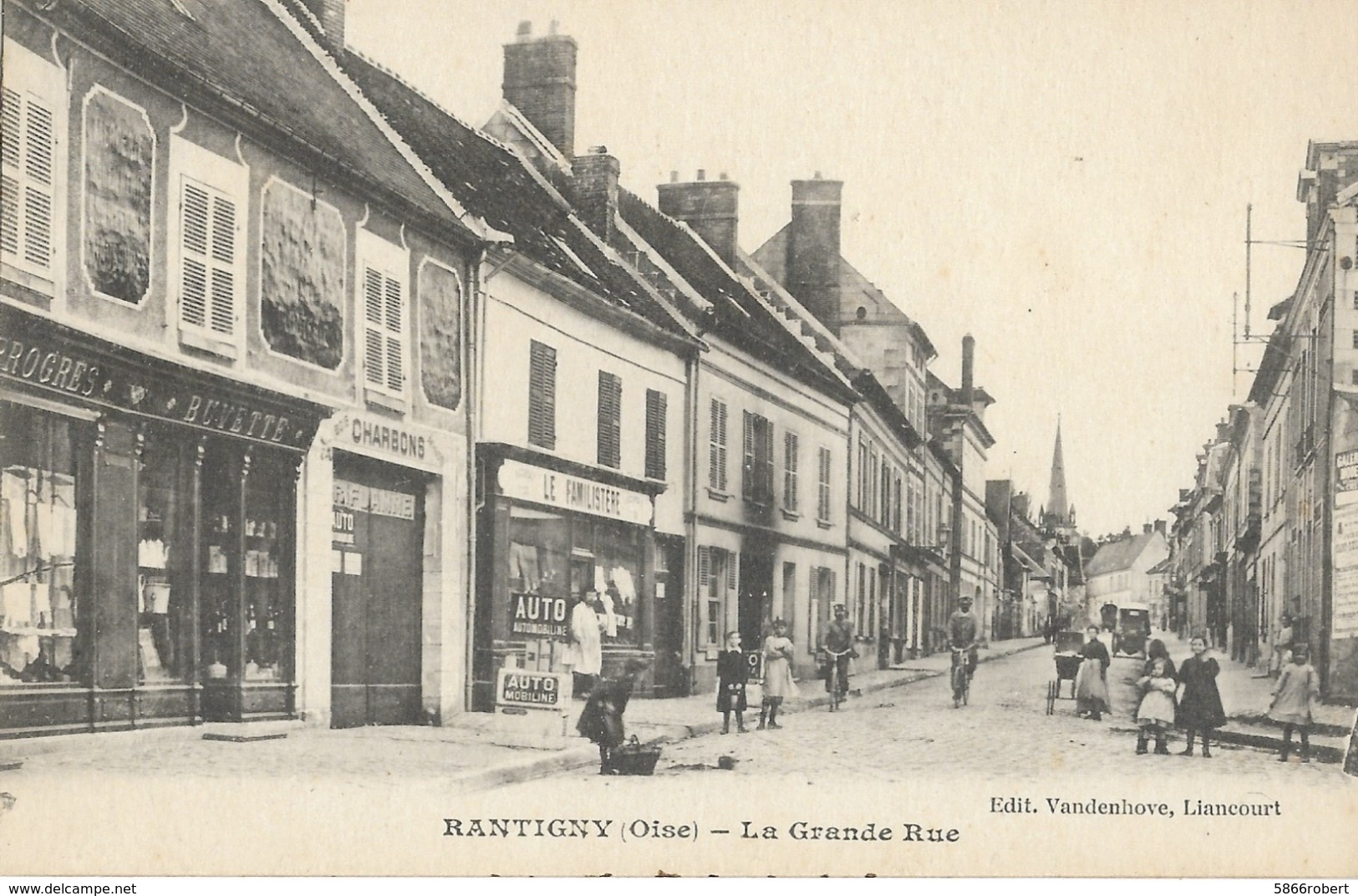 CARTE POSTALE ORIGINALE ANCIENNE : RANTIGNY LA GRANDE RUE  ANIMEE  OISE (60) - Rantigny