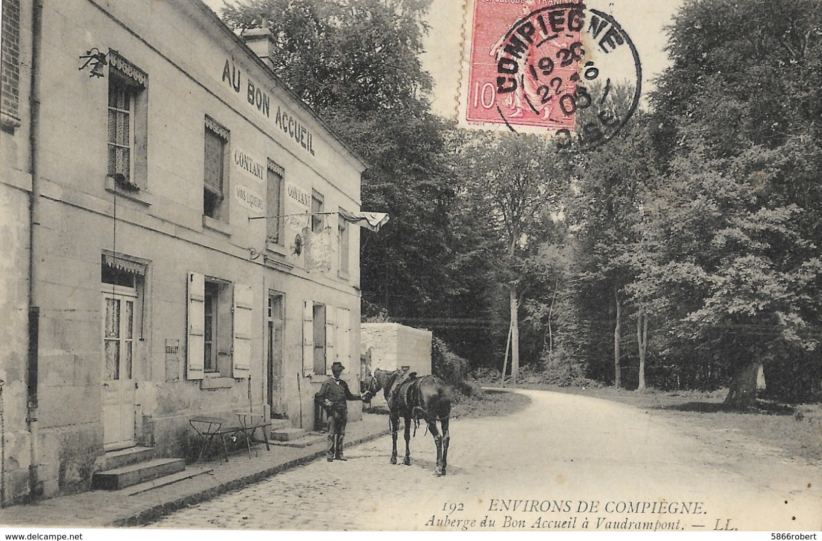 CARTE POSTALE ORIGINALE ANCIENNE : VAUDRAMPONT L'AUBERGE DU BON ACCUEIL ANIMEE OISE (60) - Other & Unclassified