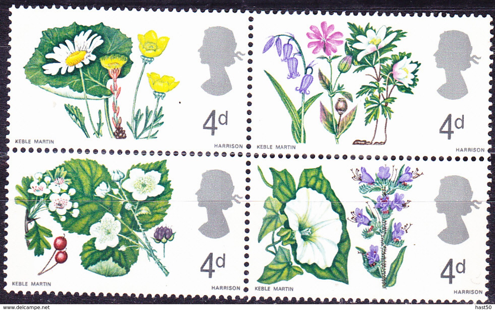 Großbritannien Great Britain Grande-Bretagne - Wildwachsende Blumen (MiNr: 446/9 Y) 1967 - Postfrisch MNH - Unused Stamps