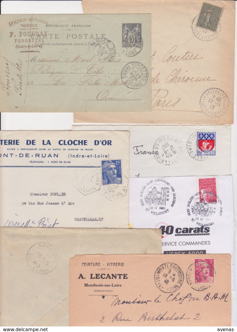 Lot Département 37 INDRE ET LOIRE : 52 Lettres Diverses Dont TOURS ( TàD Manuel RBV, TOSHIBA MEGRAS SECAP...) - 1961-....