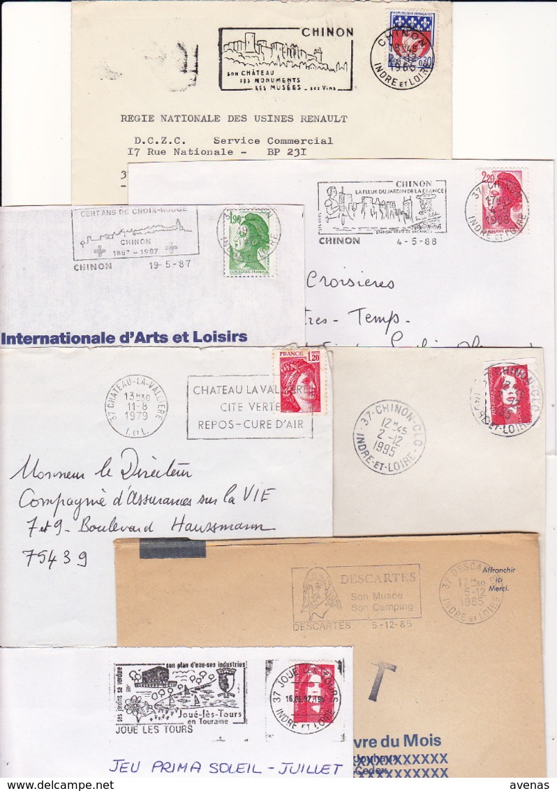 Lot Département 37 INDRE ET LOIRE : 52 Lettres Diverses Dont TOURS ( TàD Manuel RBV, TOSHIBA MEGRAS SECAP...) - 1961-....