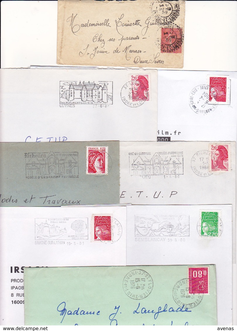 Lot Département 37 INDRE ET LOIRE : 52 Lettres Diverses Dont TOURS ( TàD Manuel RBV, TOSHIBA MEGRAS SECAP...) - 1961-....