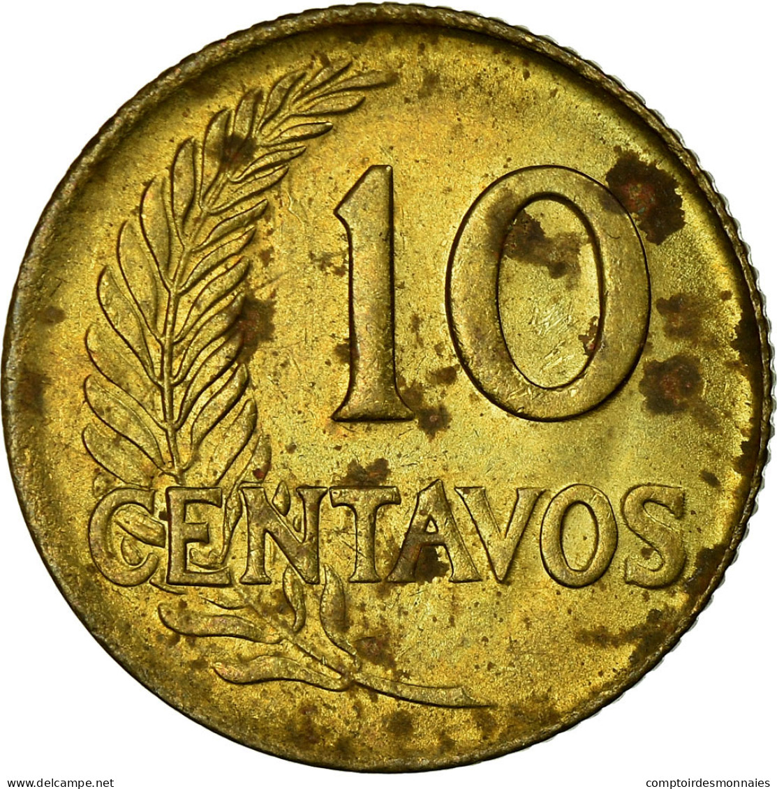 Monnaie, Pérou, 10 Centavos, 1960, TTB, Laiton, KM:224.2 - Pérou