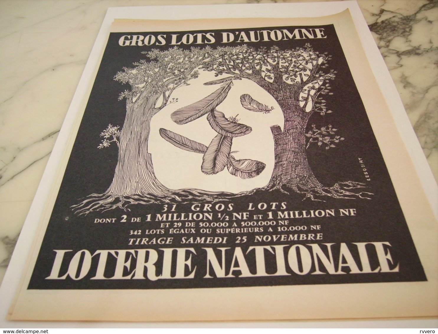 ANCIENNE PUBLICITE AUTOMNE  LOTERIE NATIONNAL 1961 - Other & Unclassified