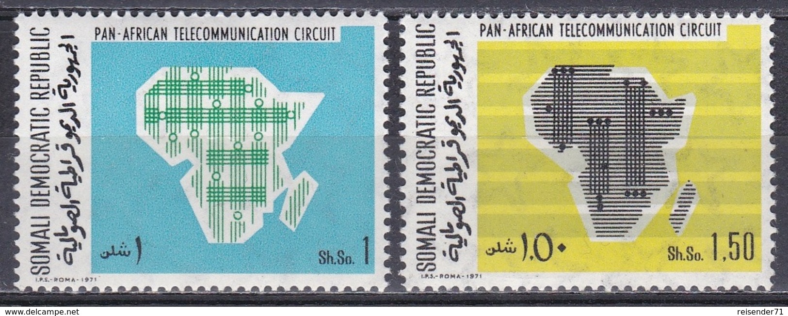 Somalia 1971 Technik Technology Kommunikation Communications Fernmeldenetz Landkarten Maps Afrika, Mi. 174-5 ** - Somalia (1960-...)