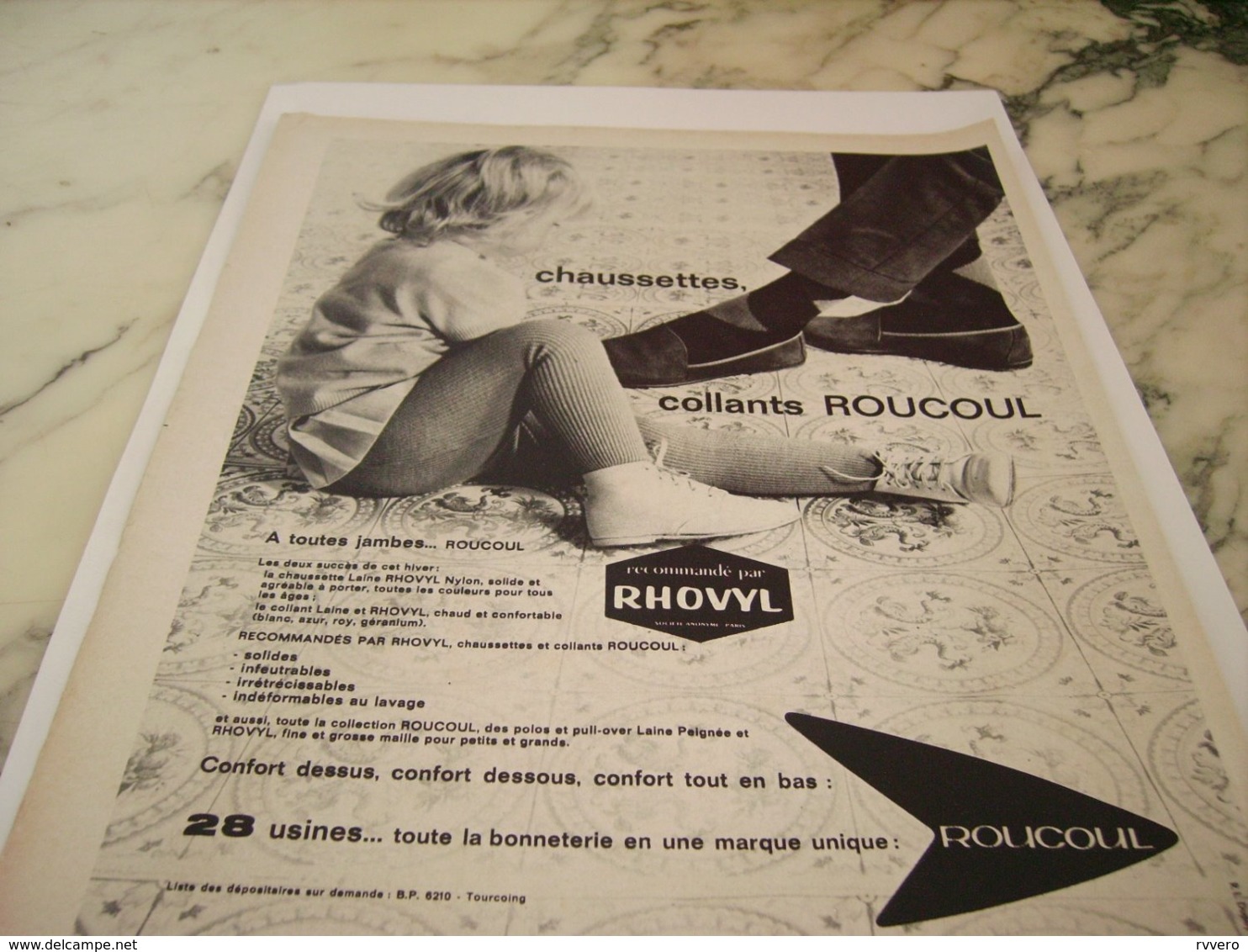 ANCIENNE PUBLICITE CHAUSETTES ET COLLANTS DE ROUCOUL 1961 - Other & Unclassified