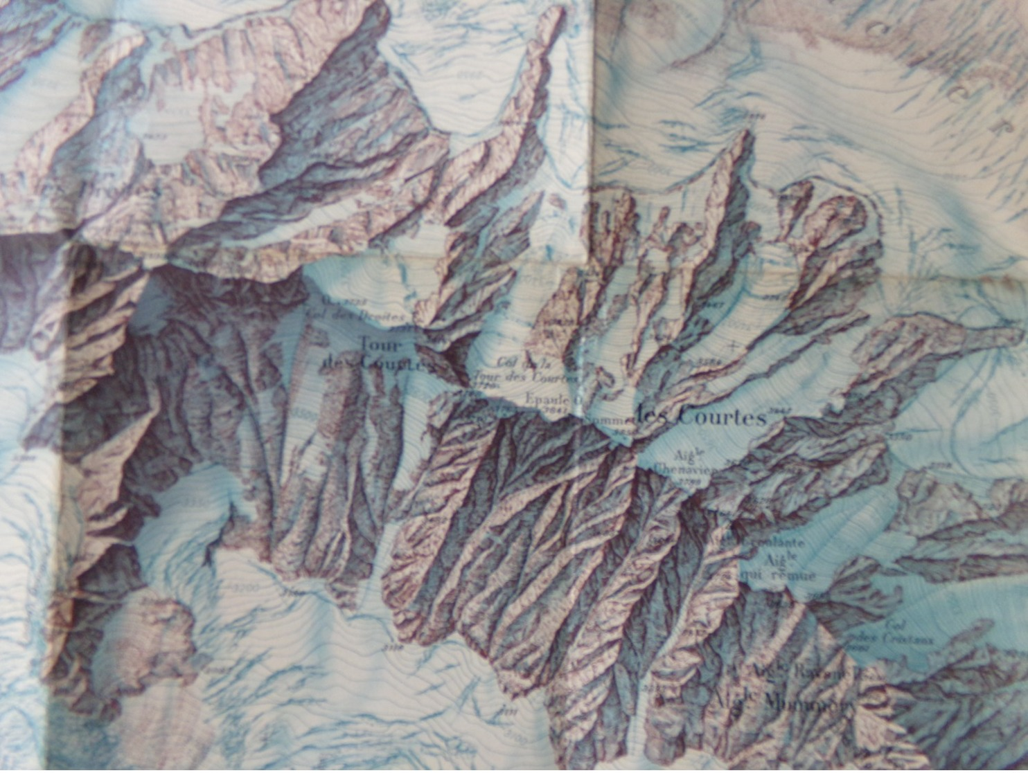 Carte Du Massif Du Mont Blanc Par  Aiguille Verte  90 Par 70 Environ Tres Belle Rare  Papier épais - Topographical Maps