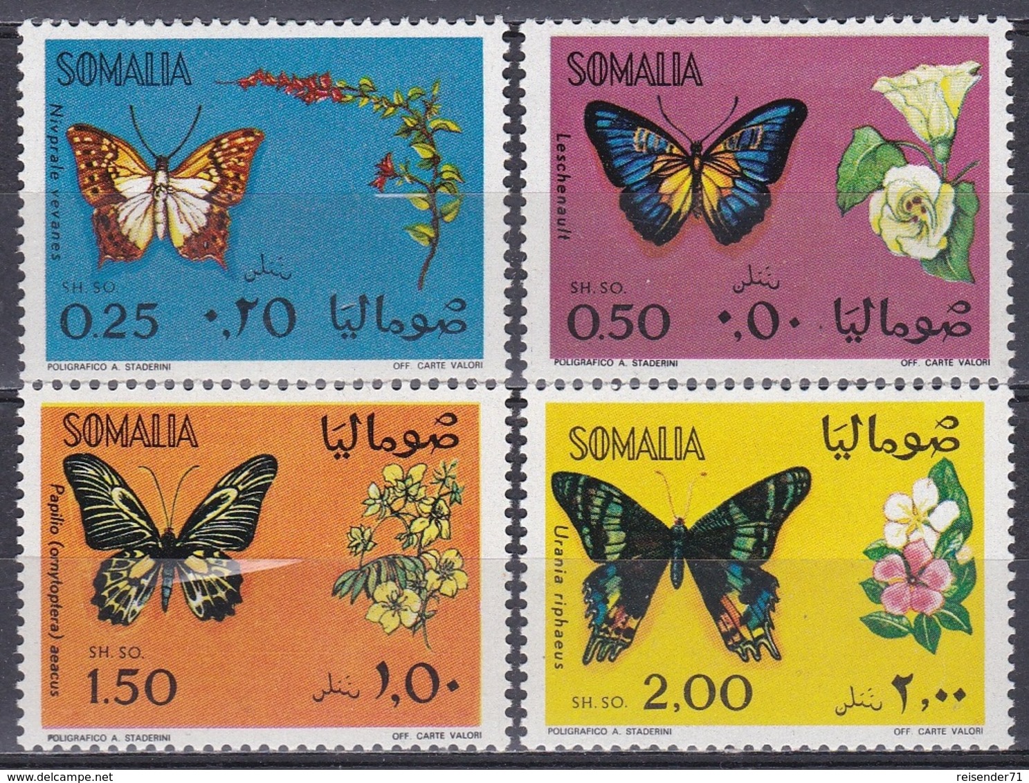 Somalia 1970 Tiere Fauna Animals Schmetterlinge Butterflies Papillion Mariposa Farfalle Insekten Insects, Mi. 155-8 ** - Somalia (1960-...)