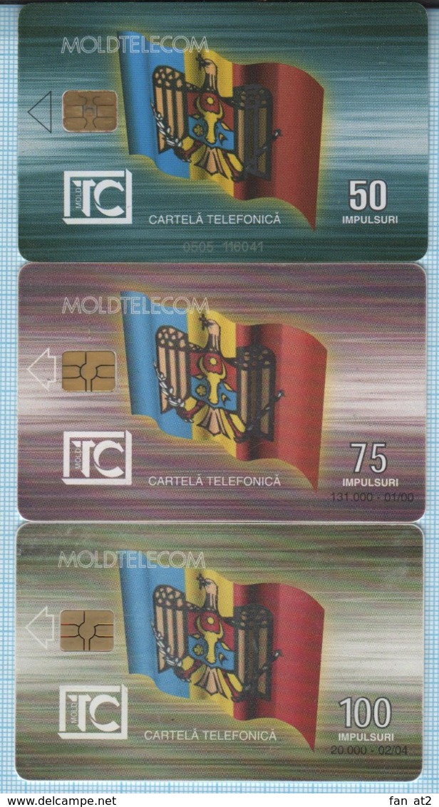MOLDOVA / Phonecards / Phone Cards / MOLDTELECOM. Symbolism. Flag. Coat Of Arms. - Moldavie
