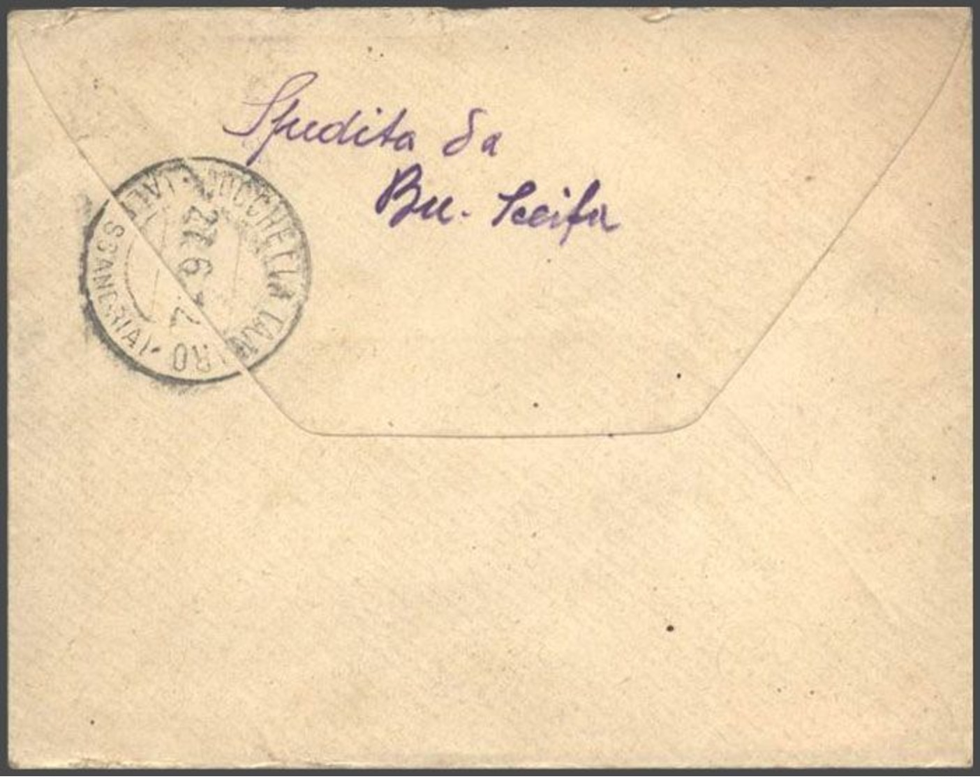 1912 POSTA MILITARE/7 DIVISIONE C2 VIOLA (22.6) Su Busta Manoscritto Al Verso Bu Sceifa Non Affrancata Non Tassata - Libia
