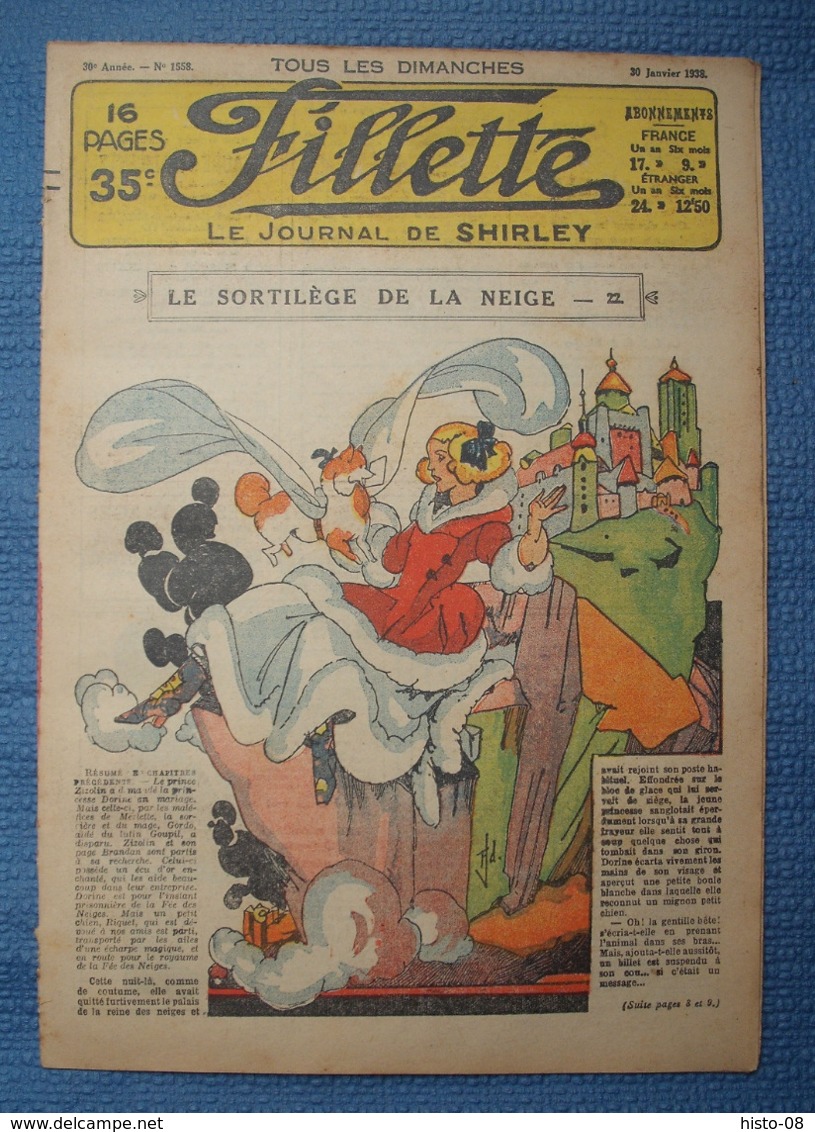 FILLETTE : 1938 : LOT De 4 Numeros : 1557 - 1558 - 1560 - 1561  : LE SORTILEGE DE LA NEIGE - Fillette