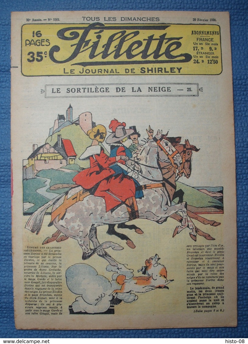 FILLETTE : 1938 : LOT De 4 Numeros : 1557 - 1558 - 1560 - 1561  : LE SORTILEGE DE LA NEIGE - Fillette