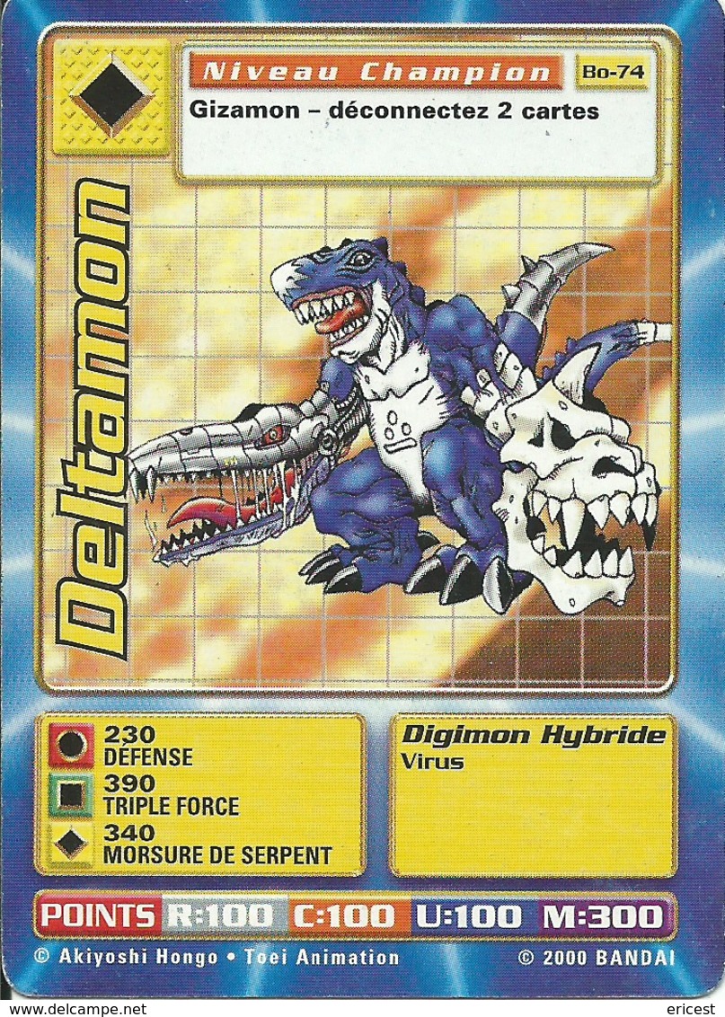 B - CARTE DIGIMON DELTAMON  BO-74 FR BON ETAT - Autres & Non Classés