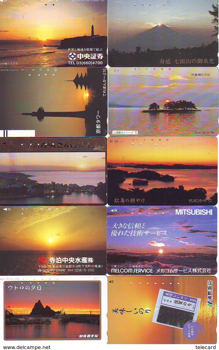 10 Telecartes - LEVER / COUCHER De SOLEIL  Sunrise / Sunset - Sonnenaufgang / Sonnenuntergang (A-142) Phonecards - Paysages