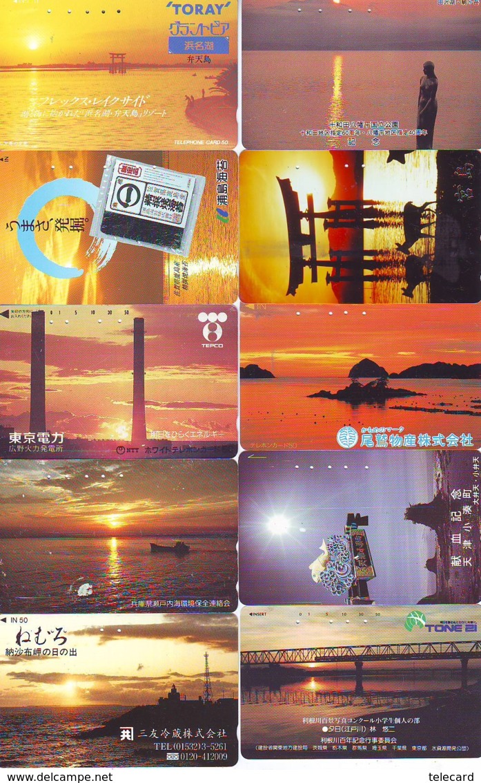 10 Telecartes - LEVER / COUCHER De SOLEIL  Sunrise / Sunset - Sonnenaufgang / Sonnenuntergang (A-145) Phonecards - Paysages