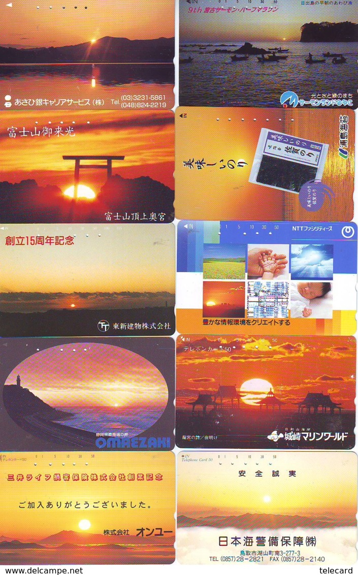 10 Telecartes - LEVER / COUCHER De SOLEIL  Sunrise / Sunset - Sonnenaufgang / Sonnenuntergang (A-147) Phonecards - Paysages