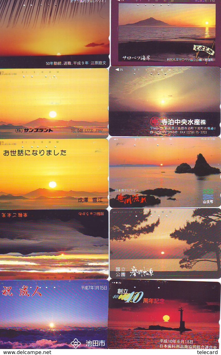 10 Telecartes - LEVER / COUCHER De SOLEIL  Sunrise / Sunset - Sonnenaufgang / Sonnenuntergang (A-149) Phonecards - Paysages