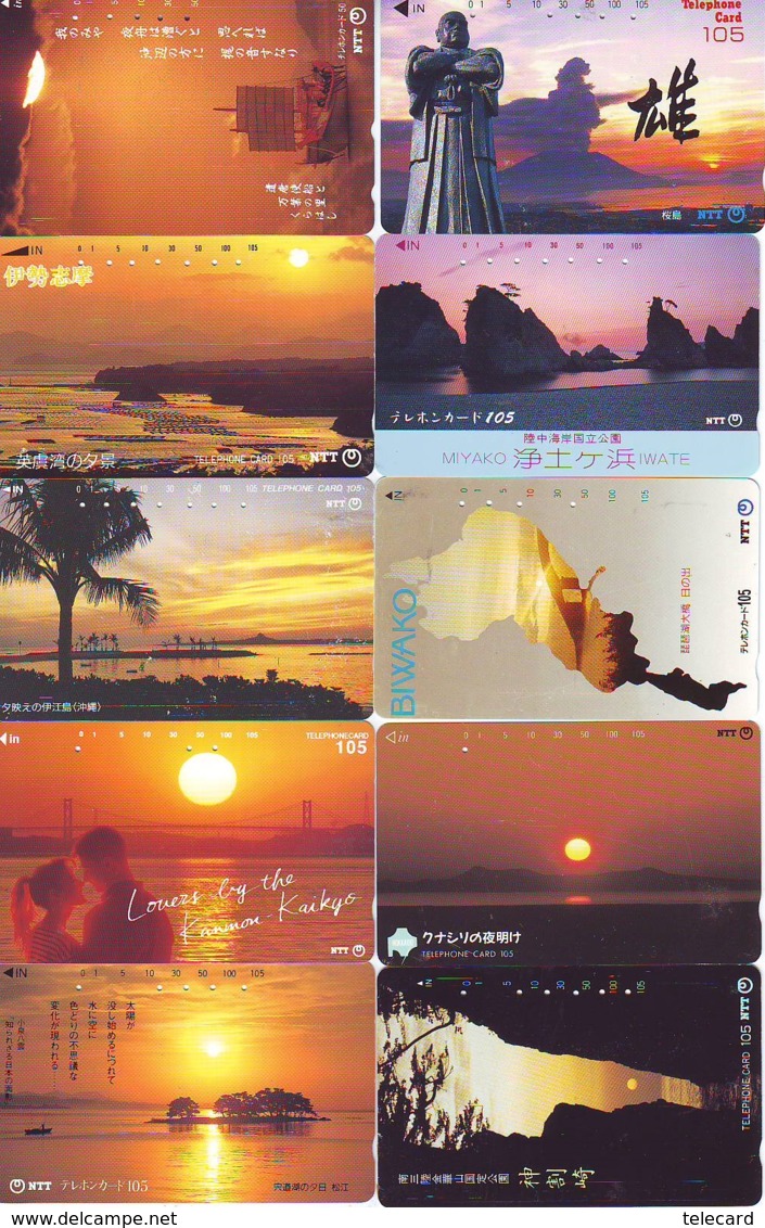 10 Telecartes - LEVER / COUCHER De SOLEIL  Sunrise / Sunset - Sonnenaufgang / Sonnenuntergang (A-160) Phonecards - Landscapes