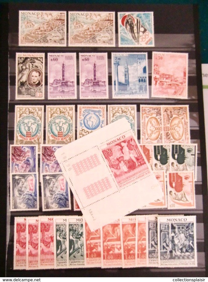 MONACO LIQUIDATION TRES IMPORTANTE COLLECTION DE TIMBRES NEUFS** EN MAJORITE NOMBREUX MULTIPLES BLOCS COINS DATES