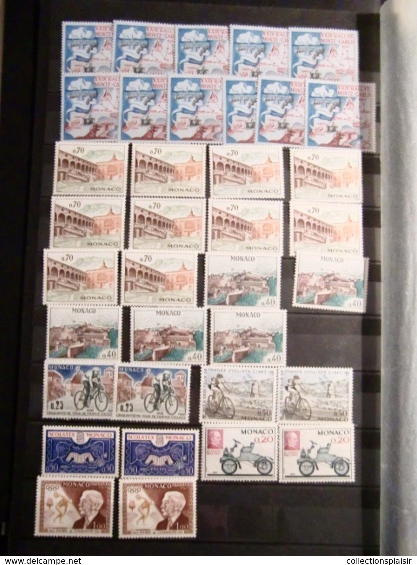 MONACO LIQUIDATION TRES IMPORTANTE COLLECTION DE TIMBRES NEUFS** EN MAJORITE NOMBREUX MULTIPLES BLOCS COINS DATES