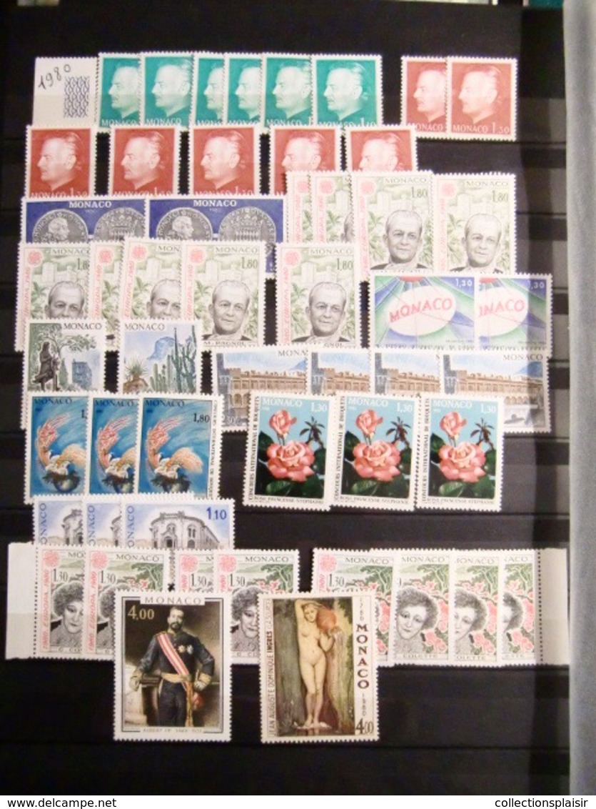 MONACO LIQUIDATION TRES IMPORTANTE COLLECTION DE TIMBRES NEUFS** EN MAJORITE NOMBREUX MULTIPLES BLOCS COINS DATES