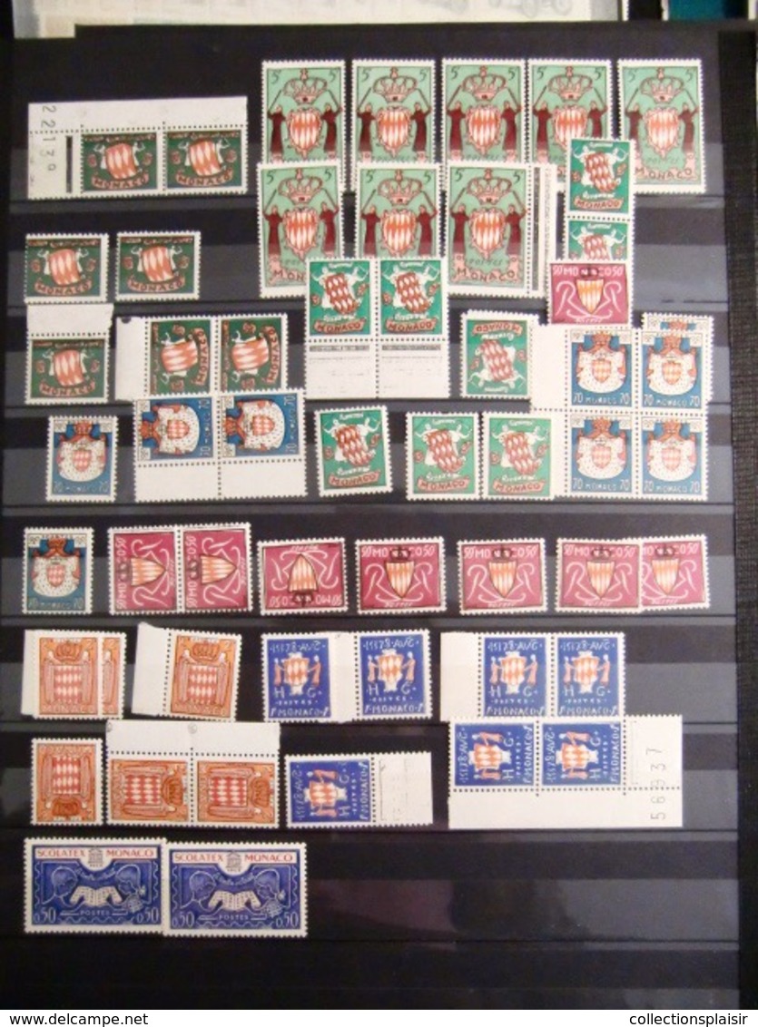 MONACO LIQUIDATION TRES IMPORTANTE COLLECTION DE TIMBRES NEUFS** EN MAJORITE NOMBREUX MULTIPLES BLOCS COINS DATES