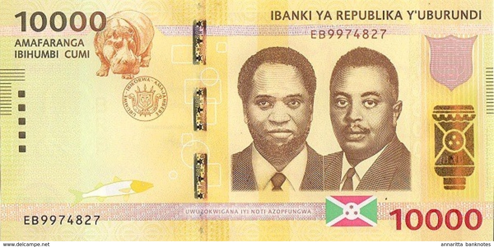 BURUNDI 10000 FRANCS 2015 P-54a UNC  [BI240a] - Burundi