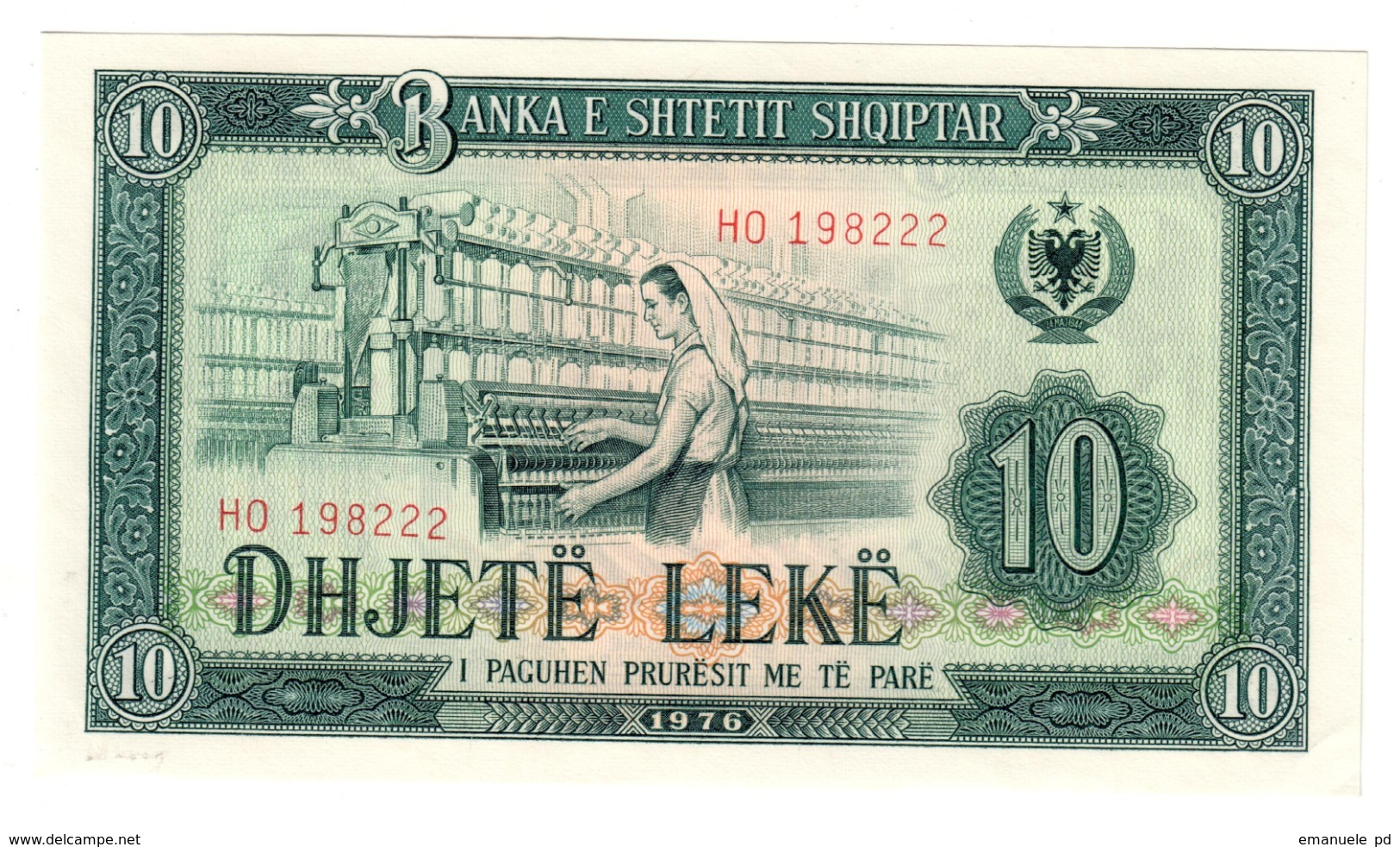 ALBANIA	10	LEKE	1976	P43	UNC			.CV. - Albanië