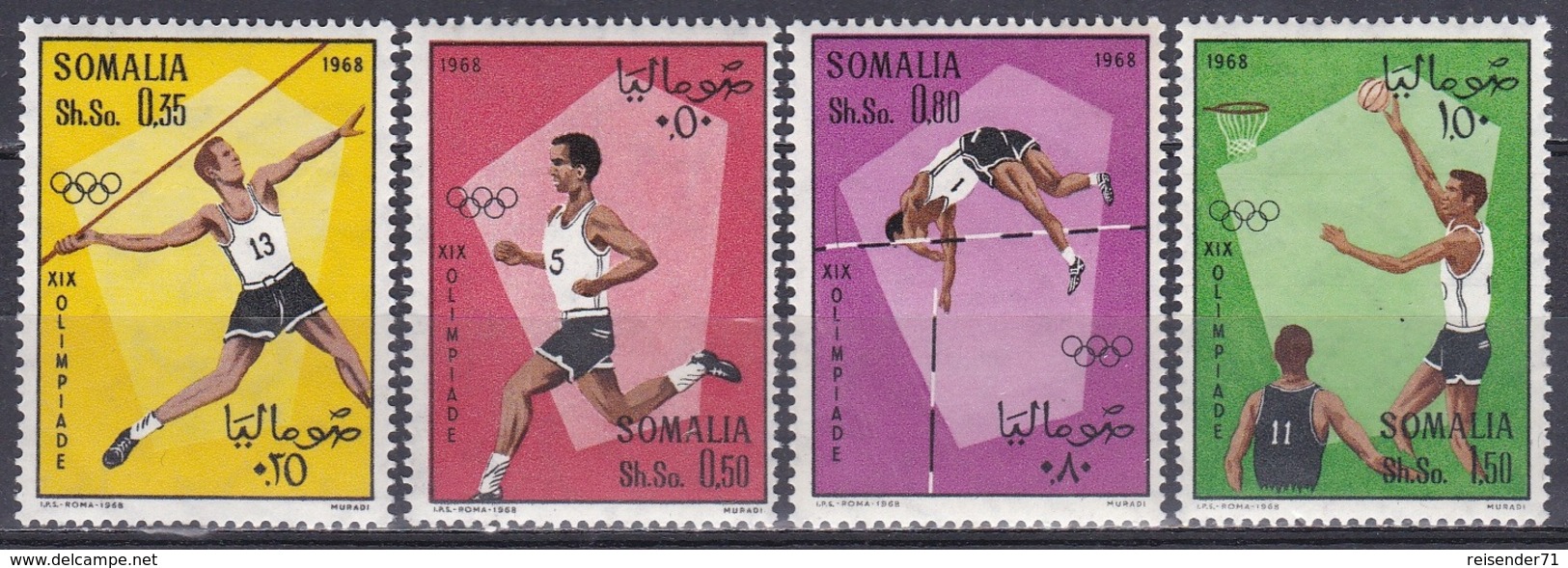 Somalia 1968 Sport Spiele Olympia Olympics IOC Mexiko Mexico Leichtathletik Athletics Basketball, Mi. 134-7 ** - Somalia (1960-...)