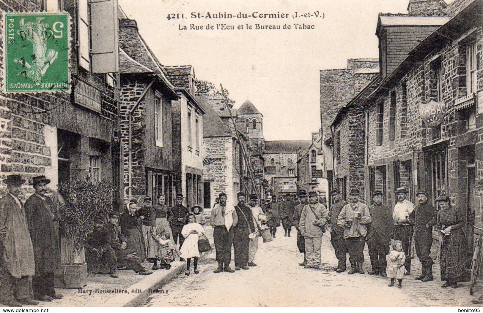 CPA De SAINT-AUBIN Du CORMIER - La Rue De L'écu Et Le Bureau De Tabacs. - Autres & Non Classés