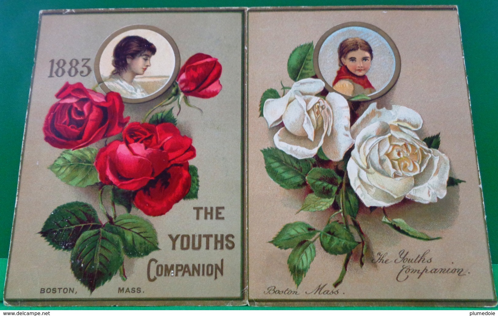 Lot De 4 CHROMOS CALENDRIER  1883 , FLEURS Et PETITES FILLES , 4 Advertising CARDS W CALENDAR , GIRLS & FLOWERS ,YOUTHS - Petit Format : ...-1900