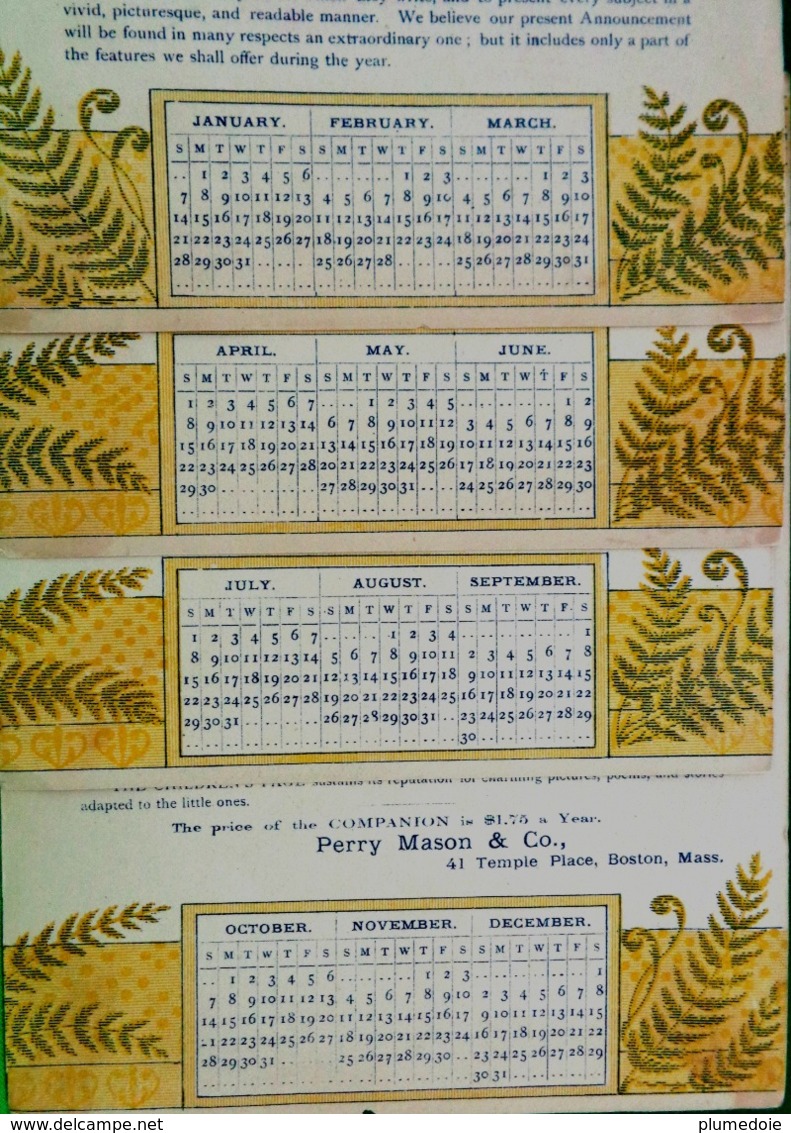 Lot De 4 CHROMOS CALENDRIER  1883 , FLEURS Et PETITES FILLES , 4 Advertising CARDS W CALENDAR , GIRLS & FLOWERS ,YOUTHS - Formato Piccolo : ...-1900