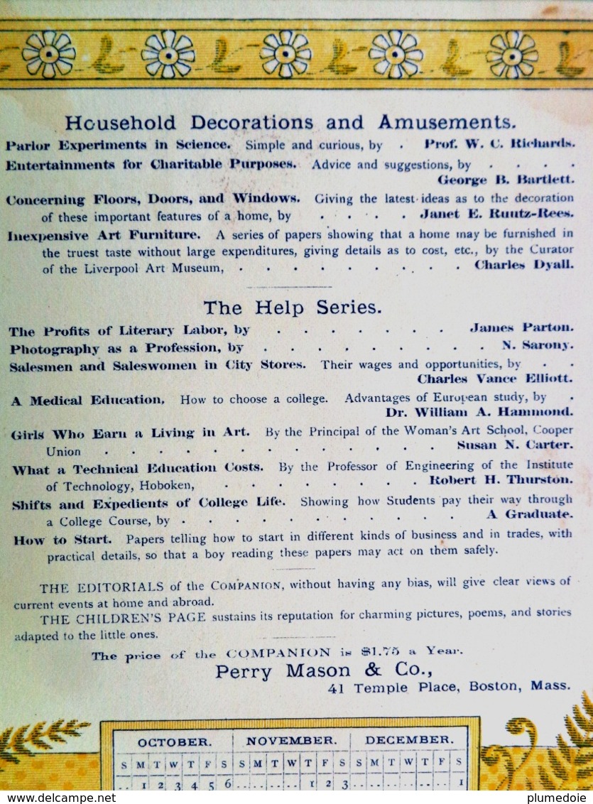 lot de 4 CHROMOS CALENDRIER  1883 , FLEURS et PETITES FILLES , 4 advertising CARDS w CALENDAR , GIRLS & FLOWERS ,YOUTHS